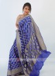 Royal Blue Chiffon Bandhani Saree